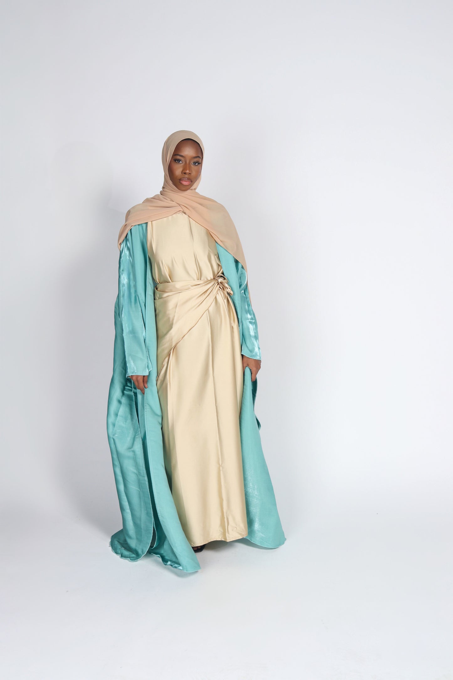 Aniq Abaya - Green & Yellow