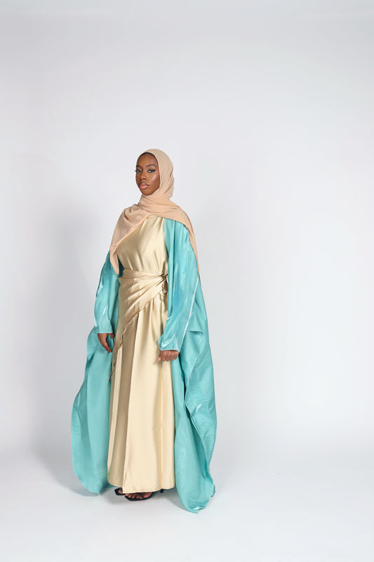 Aniq Abaya - Green & Yellow