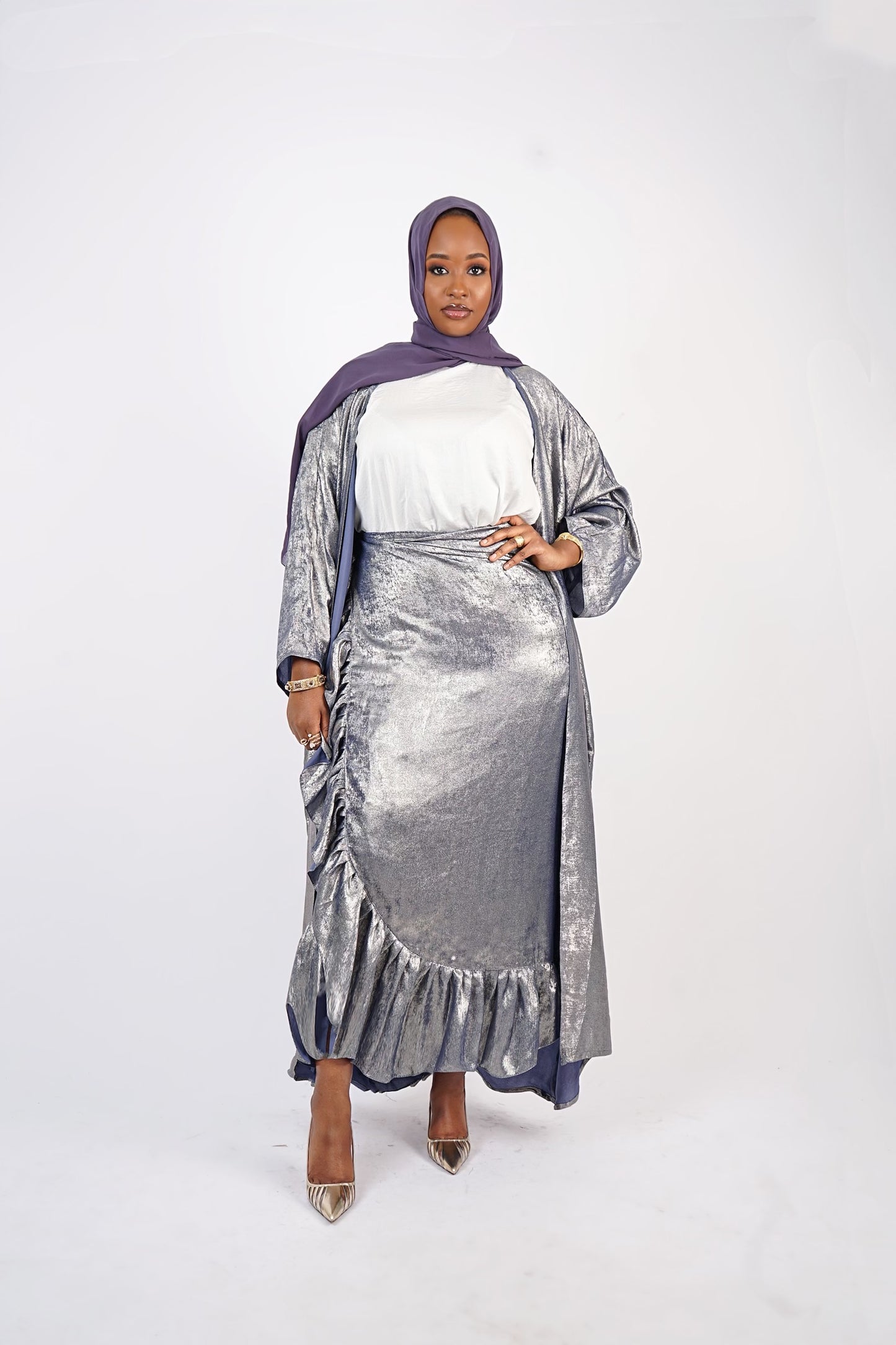 Hara Abaya - Dark Grey/BlueUndertone