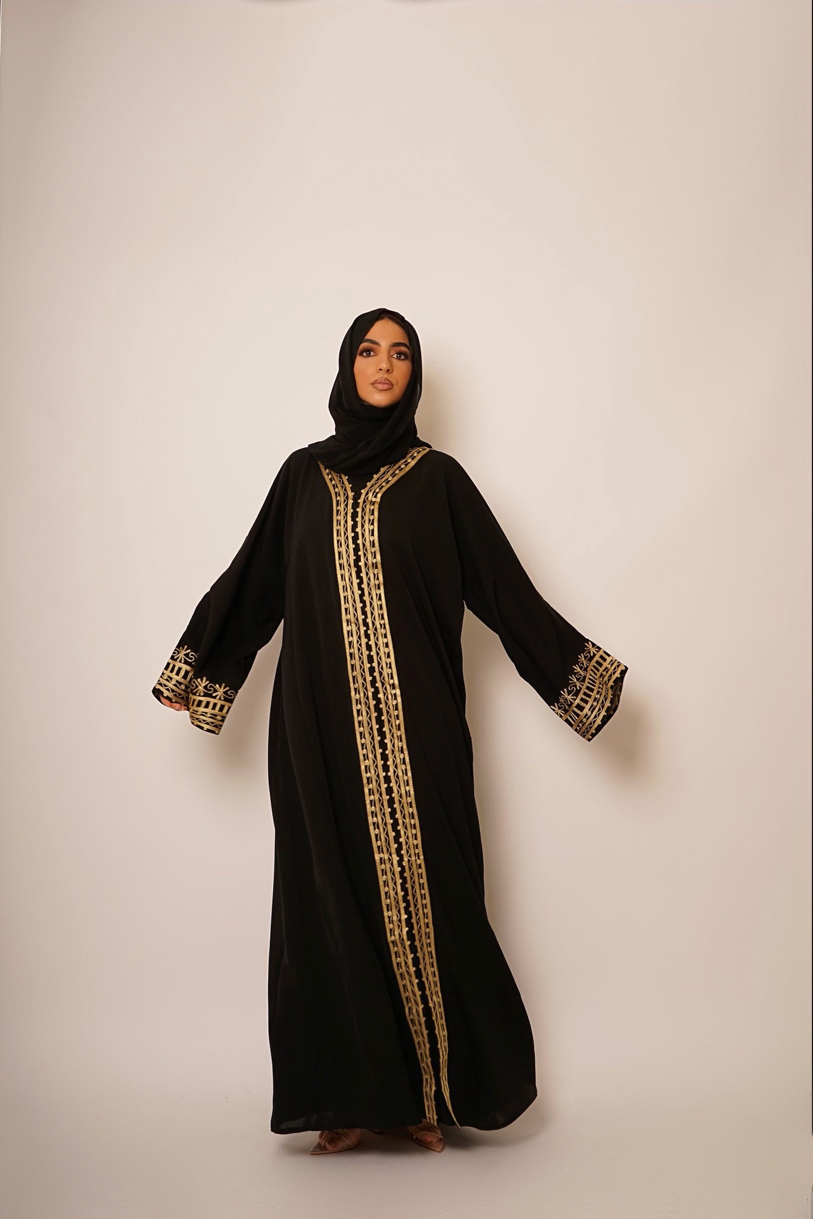 Black 2024 gold abaya