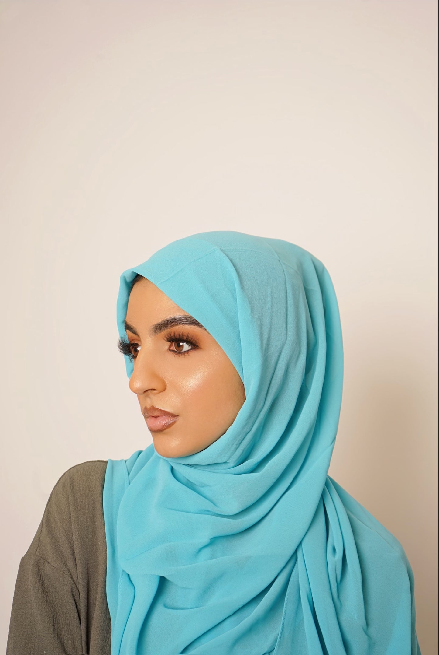 Gemstone Chiffon Hijab - Turquoise