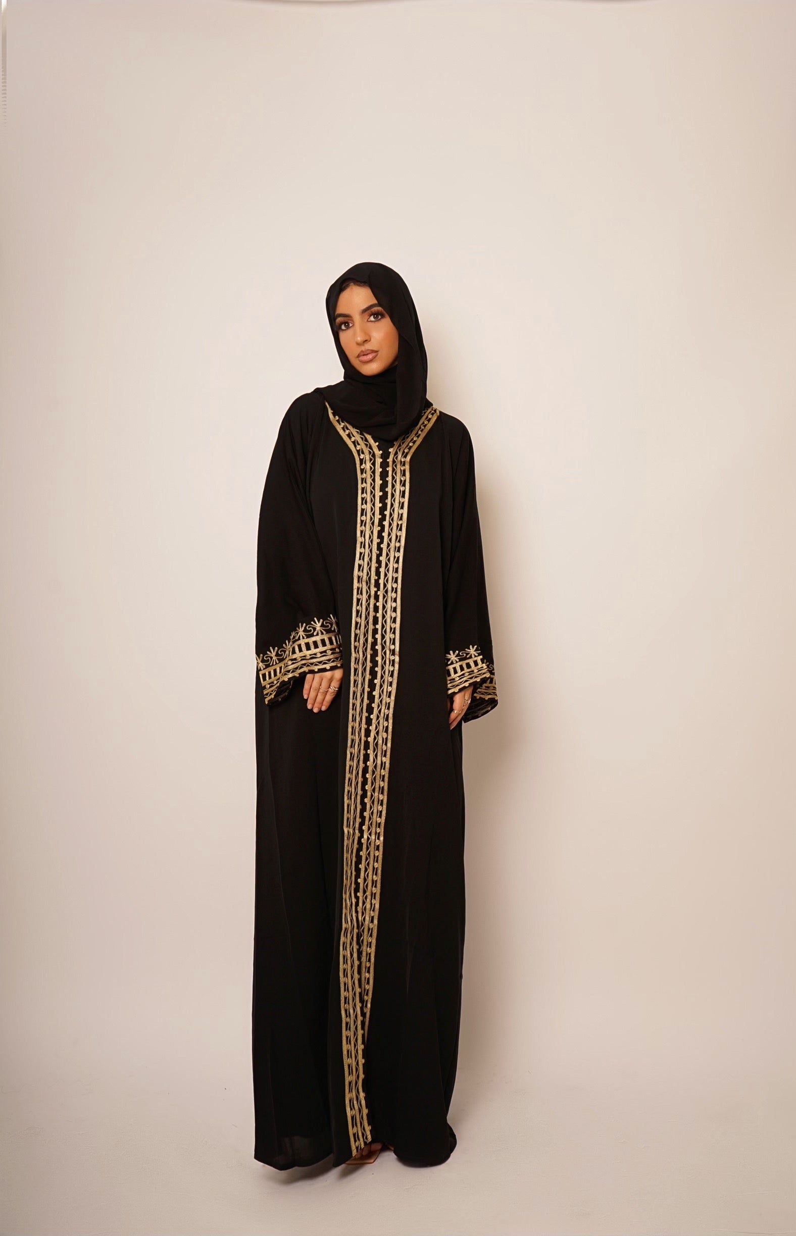 Black 2024 gold abaya