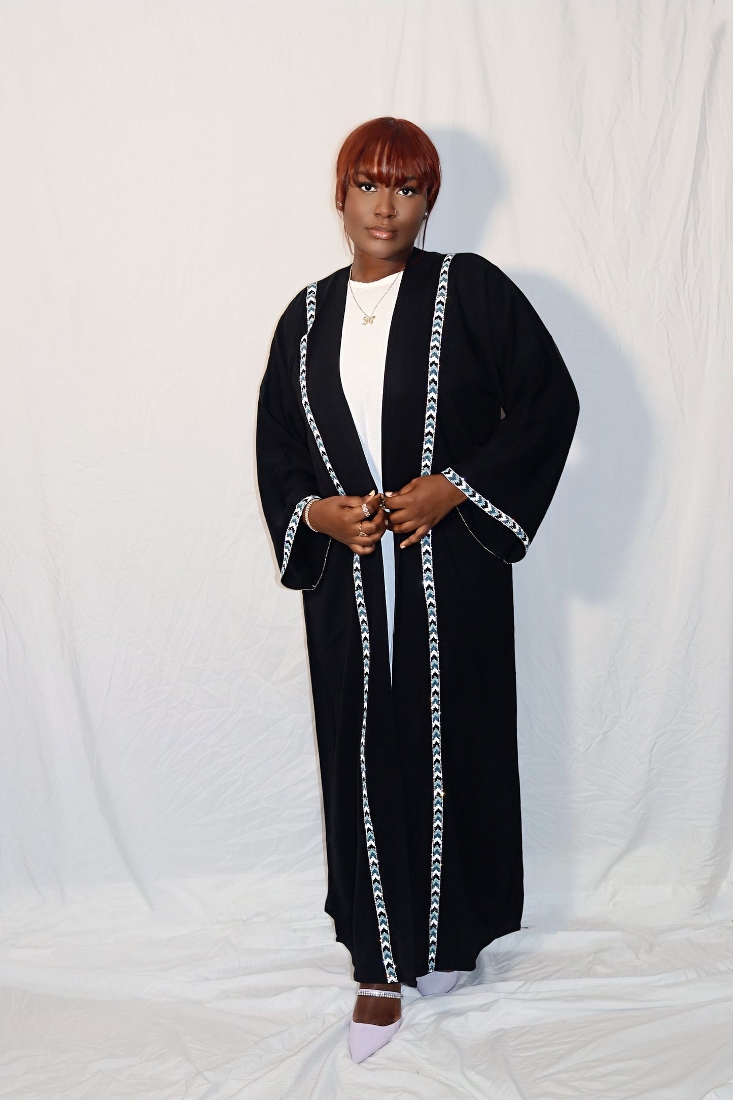 Date Night Abaya - Black & White