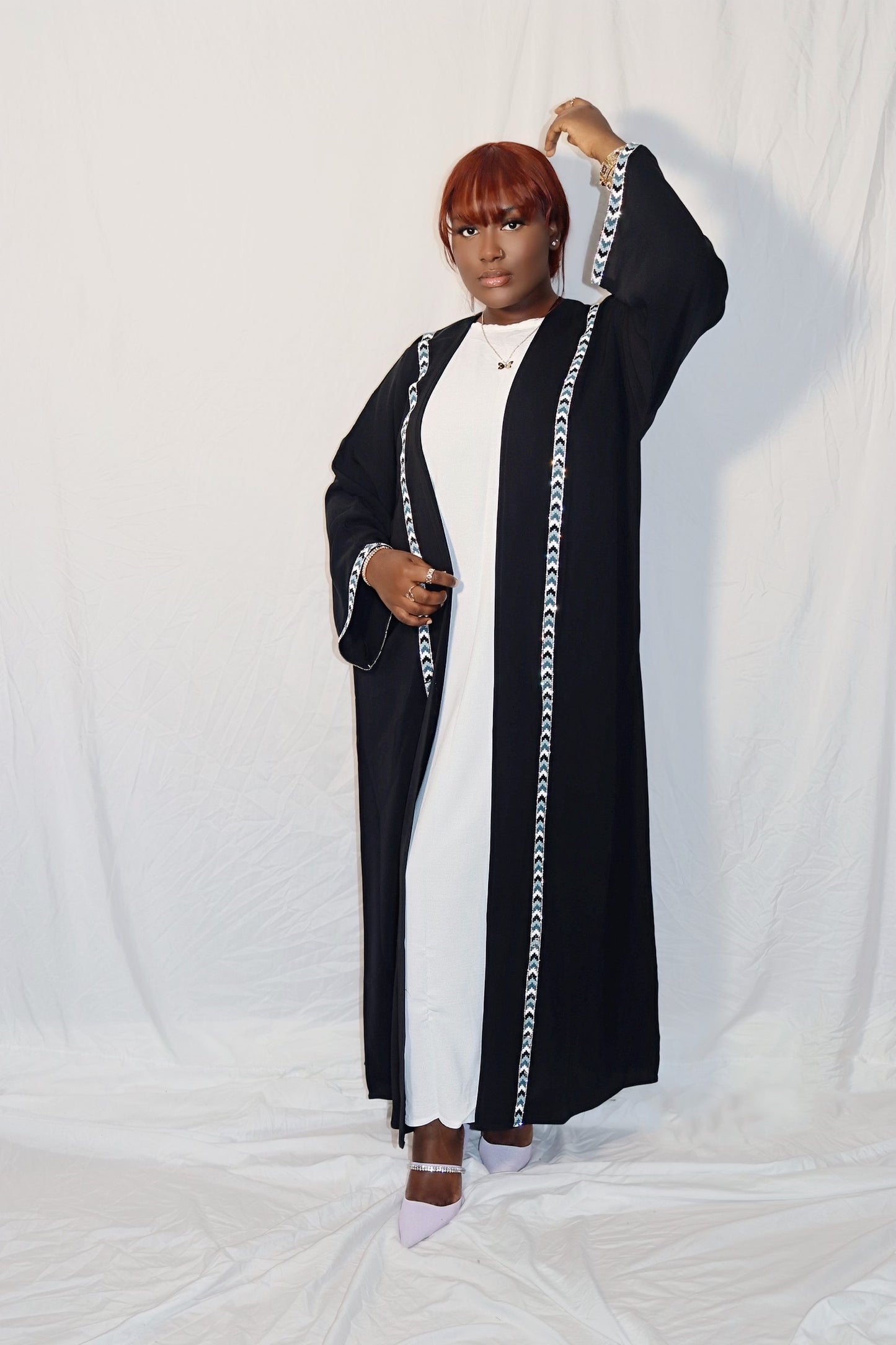 Date Night Abaya - Black & White