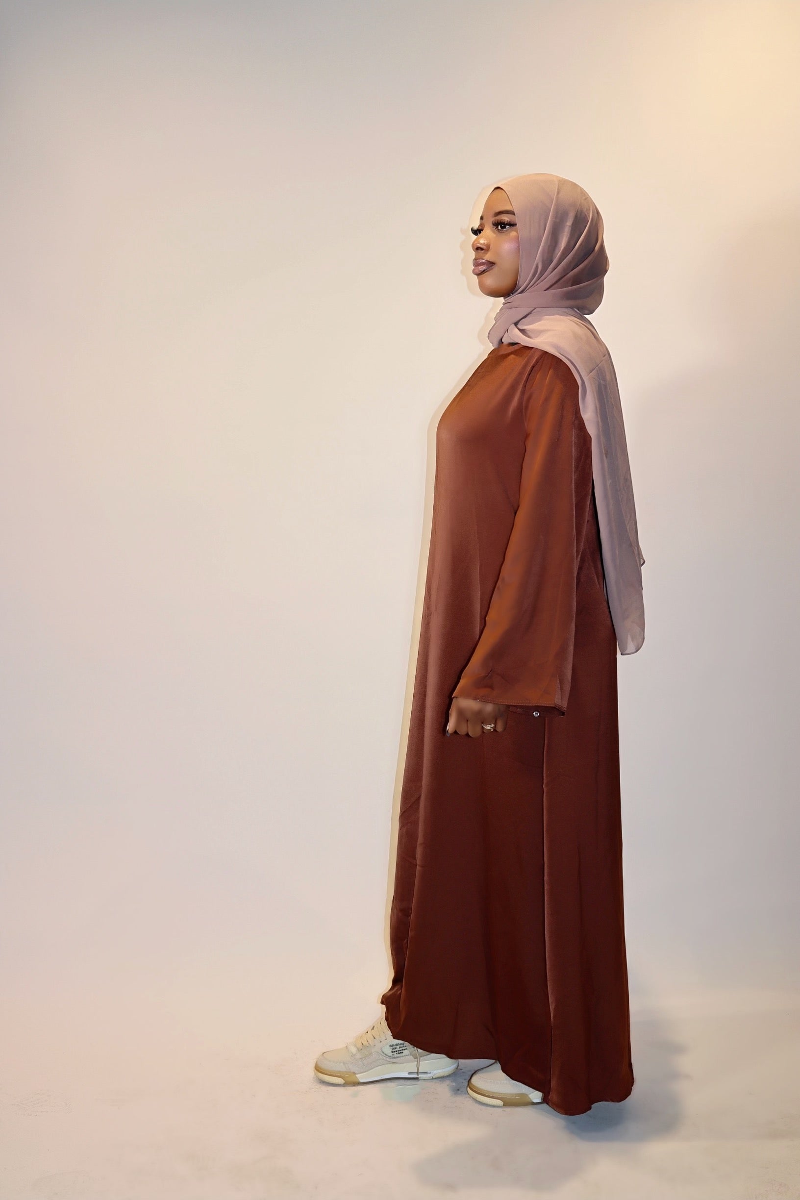 brown abaya dress Brown Retro Zig Shirt Dress Buttoned Abaya